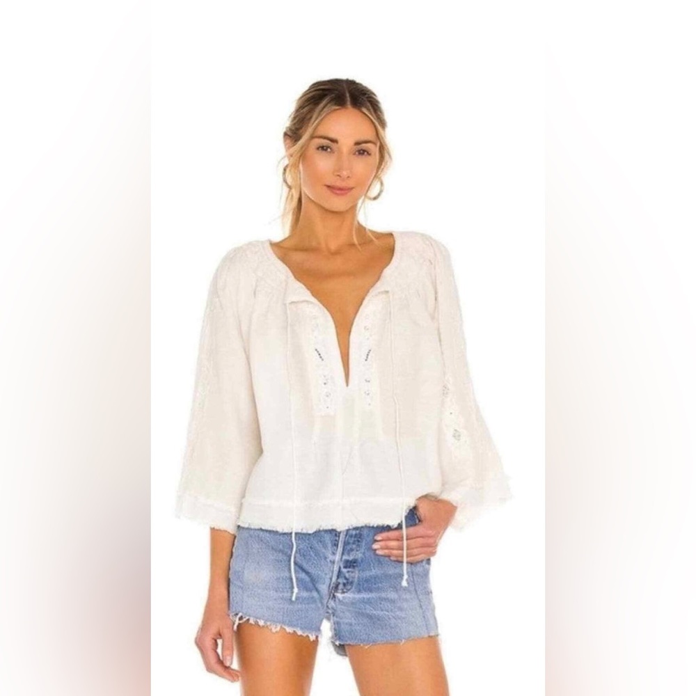 FREE PEOPLE Embroidered SUN VALLEY Top XL